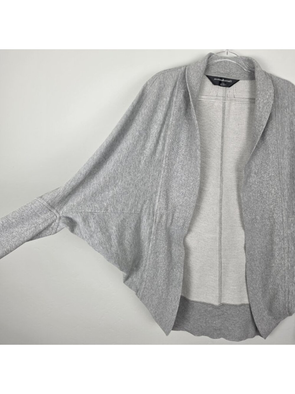 Norma Kamali Cocoon Batwing Cardigan Oversized Open Front Heathered Gray Size S - Picture 7 of 13